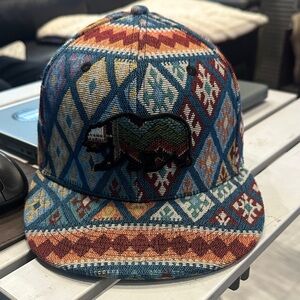 Colorful Patterned Cap with Bear Logo